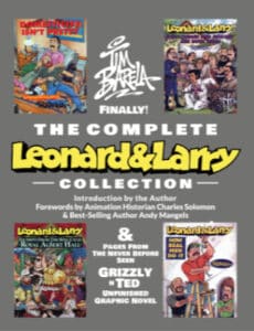 The front cover of "The Complete Leonard & Larry Collection, featuring the front covers of the four previously volumes of cartoons.