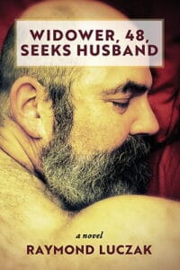 The front cover of "Widower, 48, Seeks Husband," featuring the profile of a handsome bearish man.