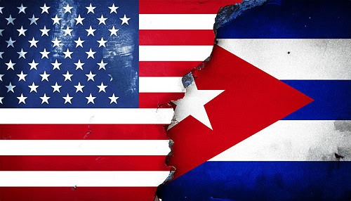 American and Cuban flags.